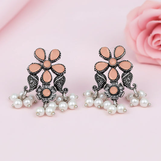 Floral Drop stud earrings (Light Orange)