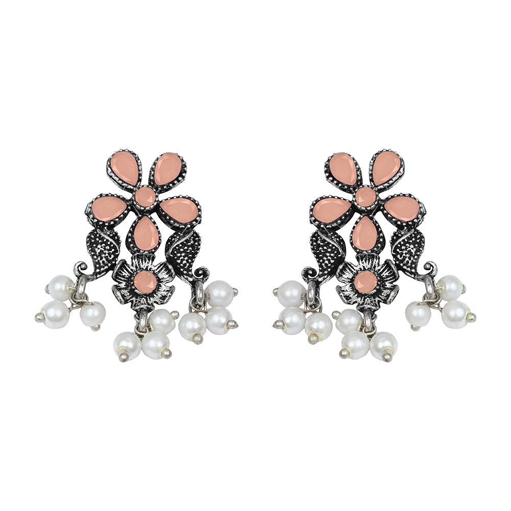 Floral Drop stud earrings (Light Orange)