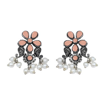Floral Drop stud earrings (Light Orange)