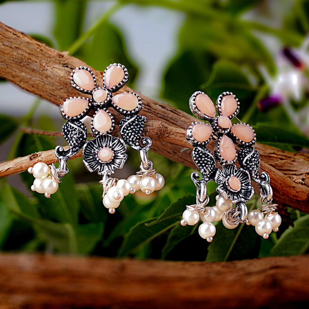 Floral Drop stud earrings (Light Orange)