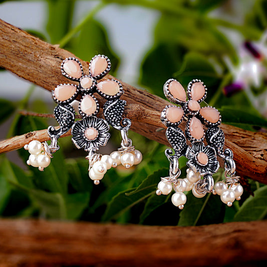 Floral Drop stud earrings (Light Orange)