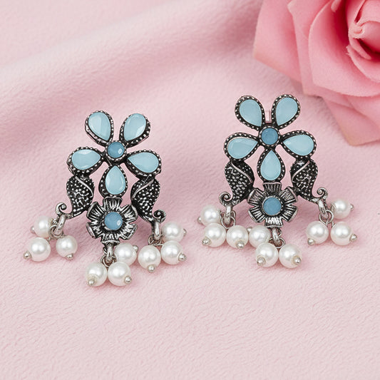 Floral Drop stud earrings (Mint)