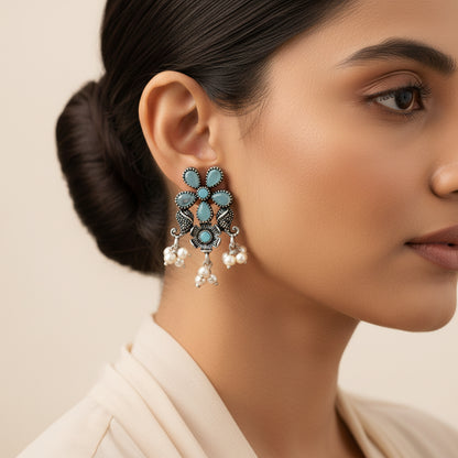 Floral Drop stud earrings (Mint)