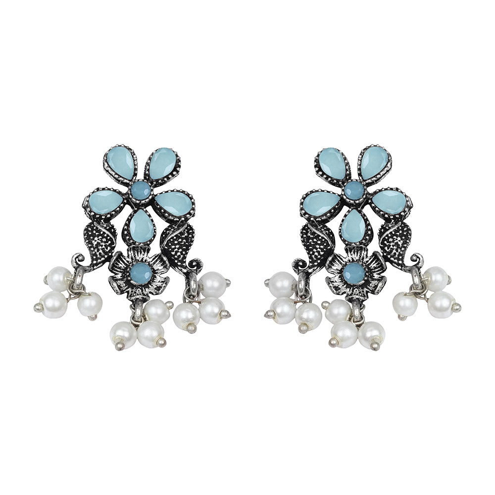 Floral Drop stud earrings (Mint)