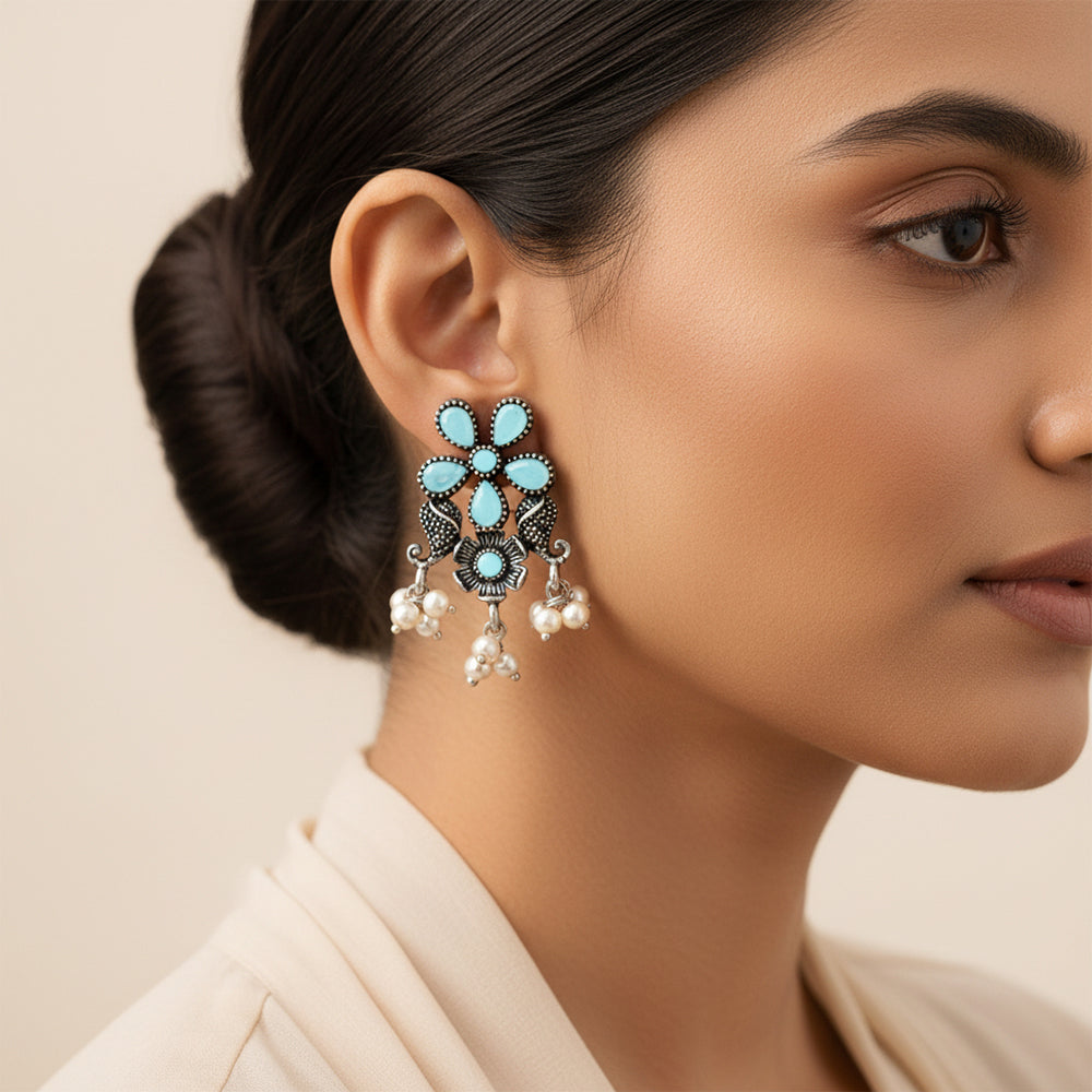 Floral Drop stud earrings (Mint)