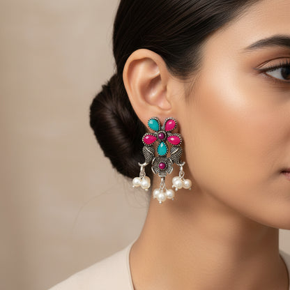 Floral Drop stud earrings (Multicolored)