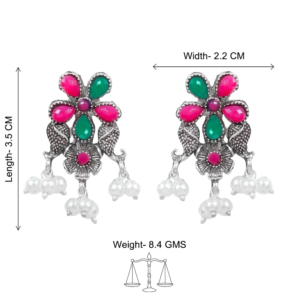 Kalash Kamal earring  Floral Drop stud earrings (Multicolored) Combo set