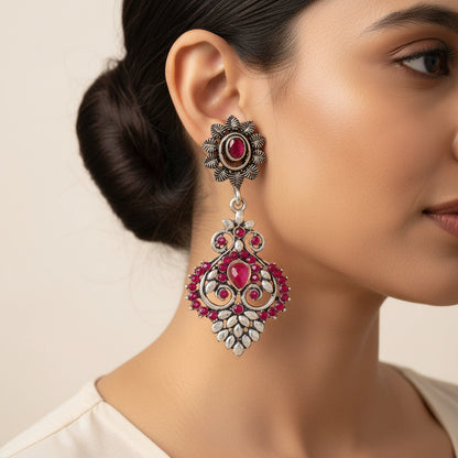 Heritage Paisley Dangler earrings (Red)