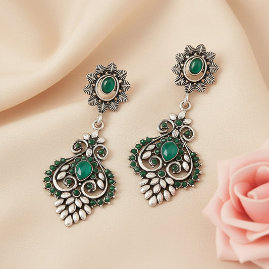 Heritage Paisley Dangler earrings (Green)
