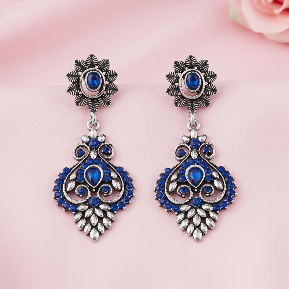 Heritage Paisley Dangler earrings (Blue)