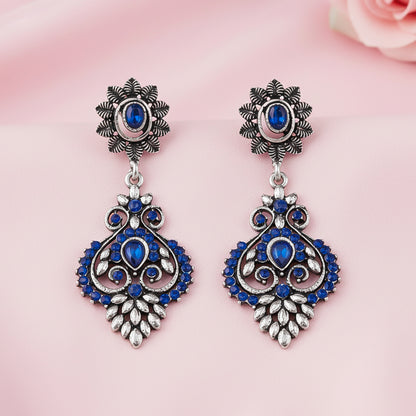 Heritage Paisley Dangler earrings (Blue)