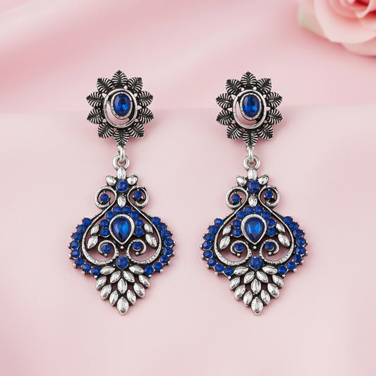 Heritage Paisley Dangler earrings (Blue)