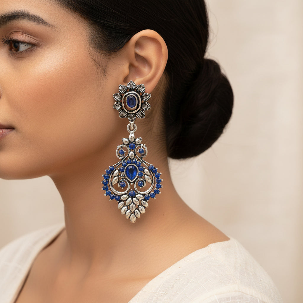 Heritage Paisley Dangler earrings (Blue)