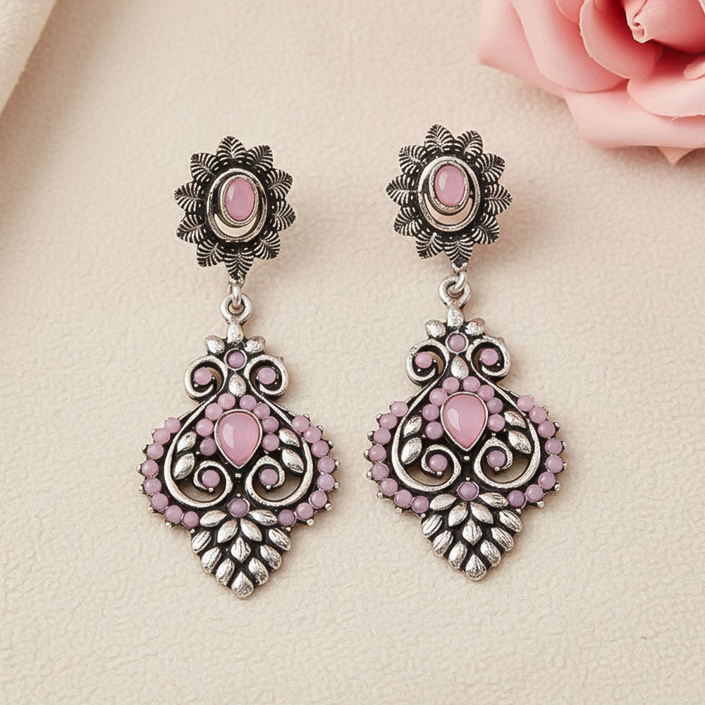 Heritage Paisley Dangler earrings (Baby Pink)