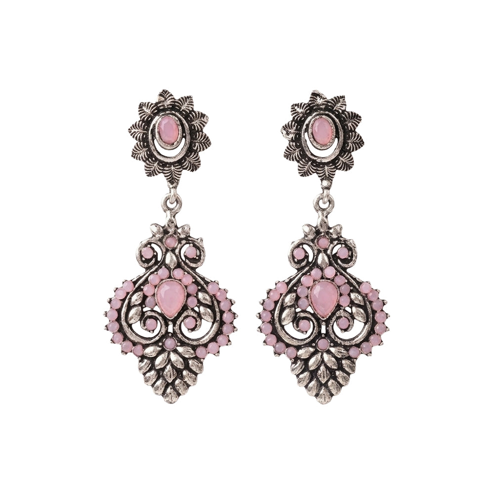 Heritage Paisley Dangler earrings (Baby Pink)