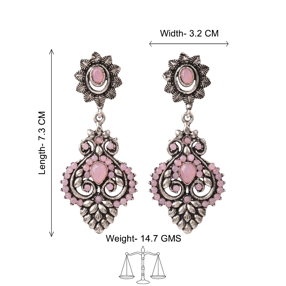 Heritage Paisley Dangler earrings (Baby Pink)