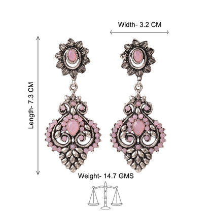 Heritage Paisley Dangler earrings (Baby Pink)