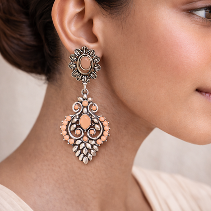 Heritage Paisley Dangler earrings (Light Orange)