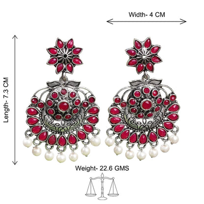 Peacock glow stone studded dangler & Little Petal dangler Combo set