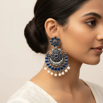 Peacock glow stone studded dangler & Little Petal dangler Combo set