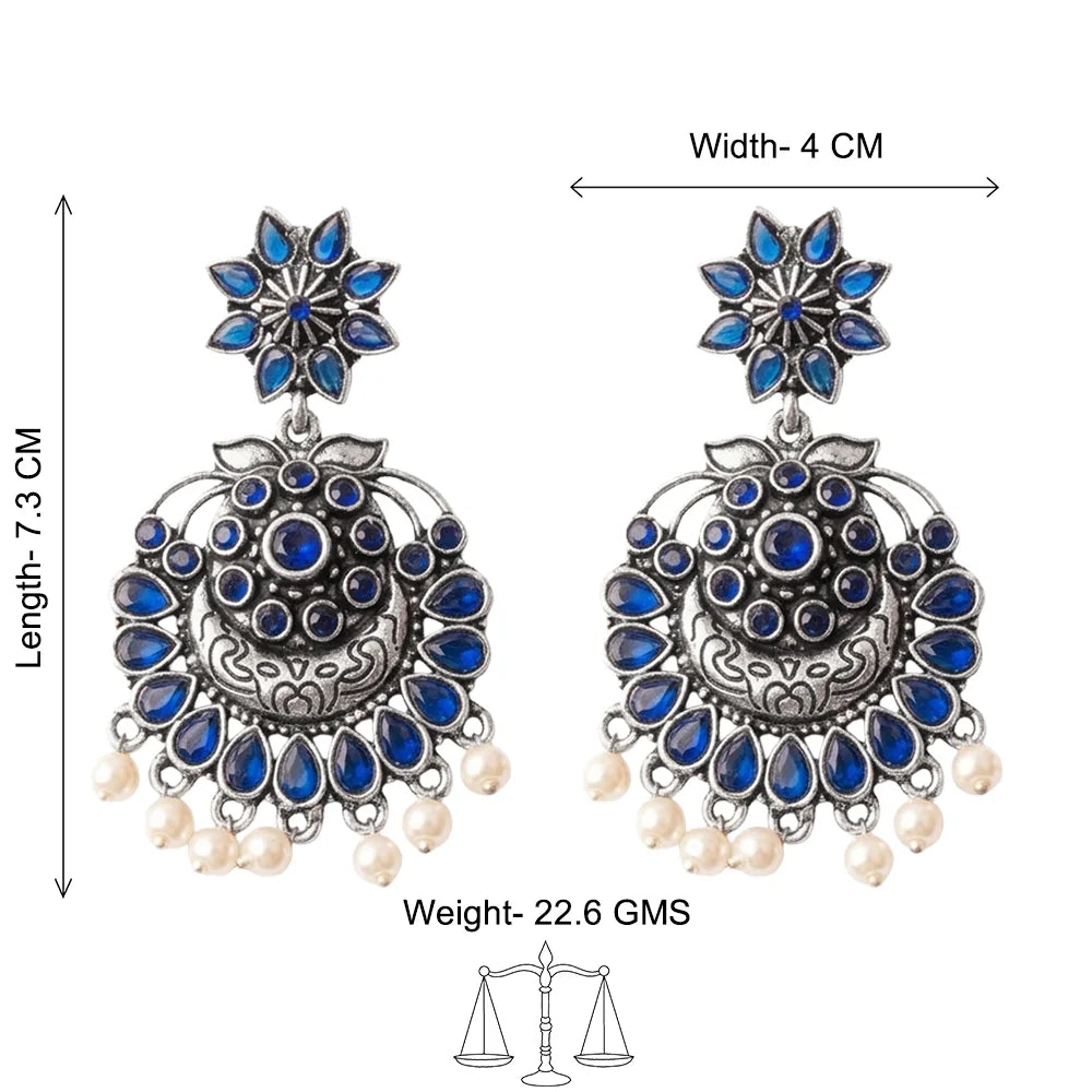 Peacock glow stone studded dangler & Little Petal dangler Combo set