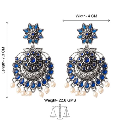 Peacock glow stone studded dangler & Little Petal dangler Combo set