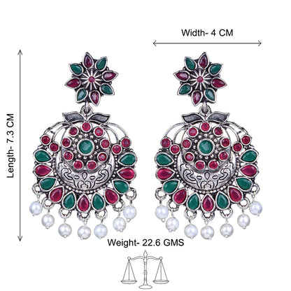 Peacock glow stone studded dangler & Little Petal dangler Combo set