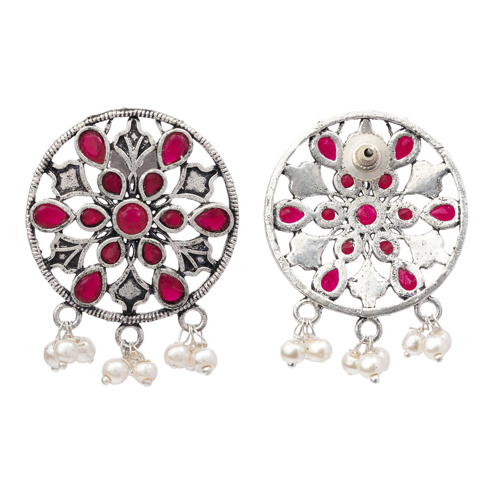 Glass drops Dangler Earrings (Red)