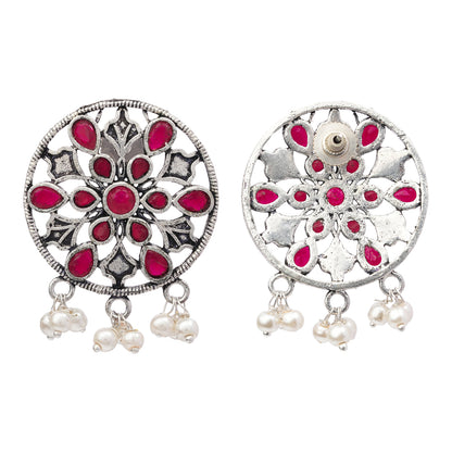 Glass drops Dangler Earrings (Red)