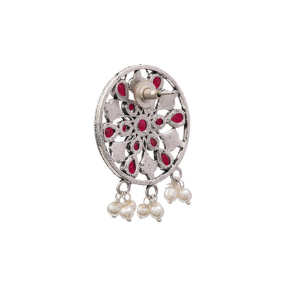 Glass drops Dangler Earrings (Red)