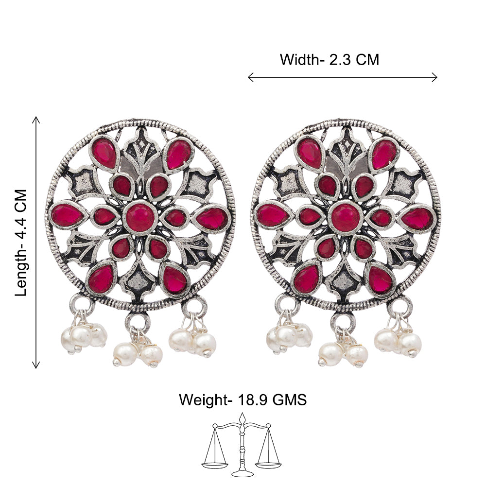 Glass drops Dangler Earrings (Red)