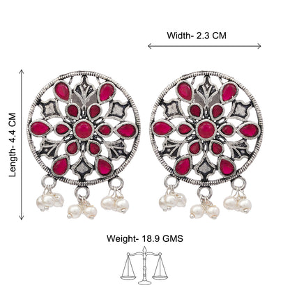 Glass drops Dangler Earrings (Red)