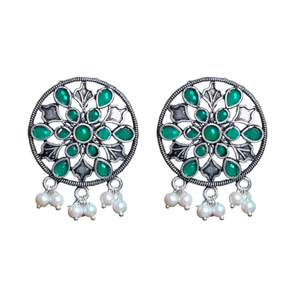Glass drops Dangler Earrings (Green)