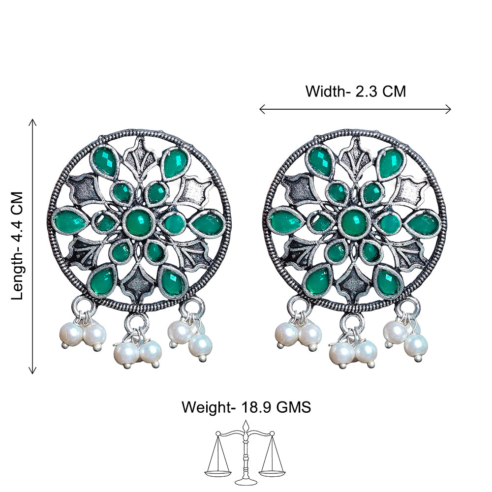 Glass drops Dangler Earrings (Green)
