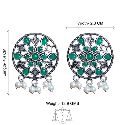 Glass drops Dangler Earrings (Green)