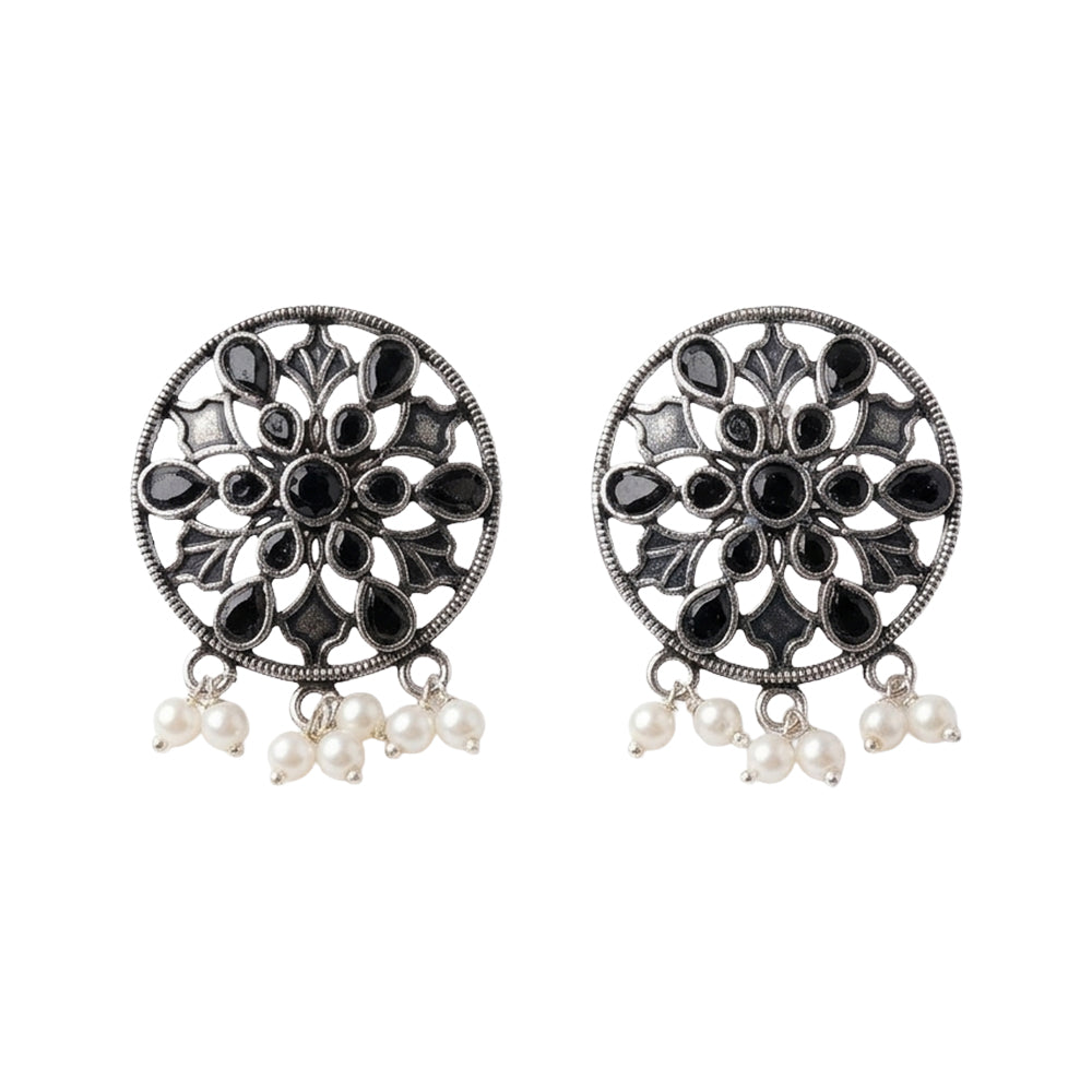 Glass drops Dangler Earrings (Black)