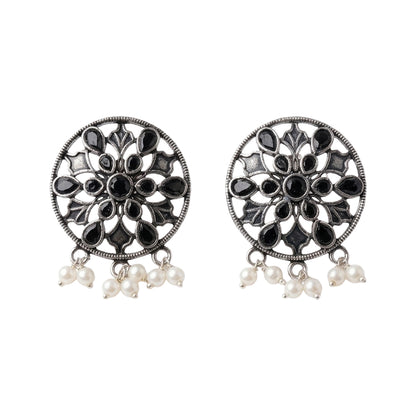 Glass drops Dangler Earrings (Black)