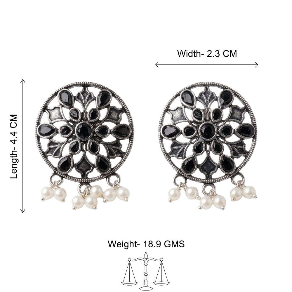 Glass drops Dangler Earrings (Black)