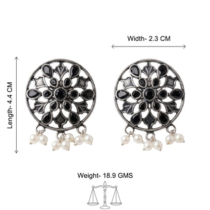 Glass drops Dangler Earrings (Black)