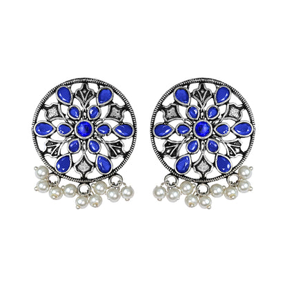 Glass drops Dangler Earrings (Blue)