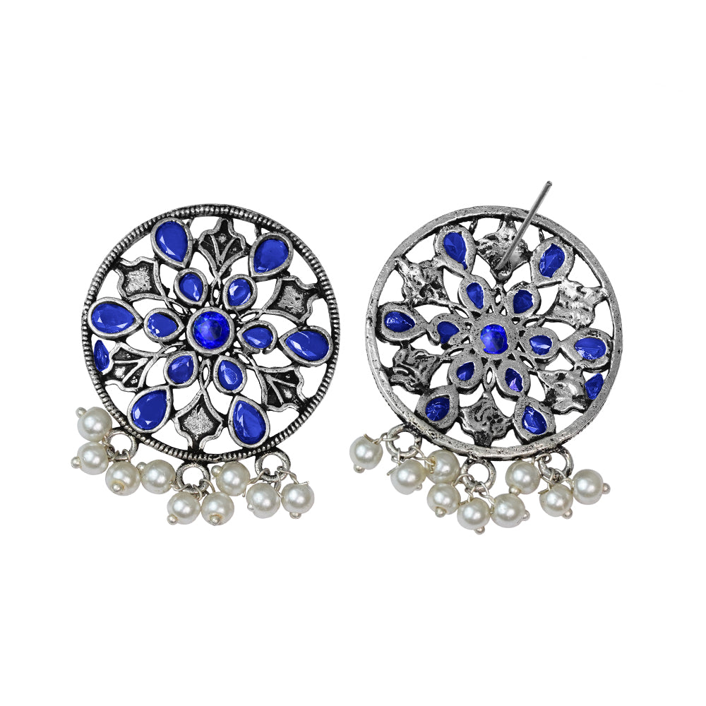 Glass drops Dangler Earrings (Blue)