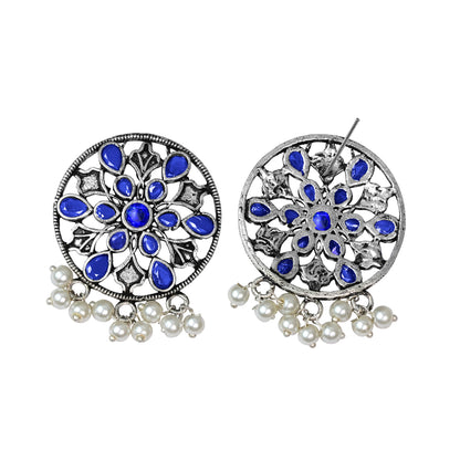 Glass drops Dangler Earrings (Blue)