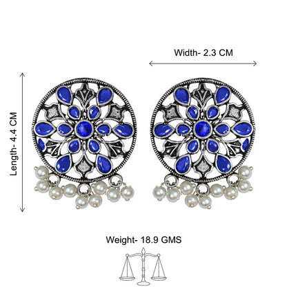 Glass drops Dangler Earrings (Blue)