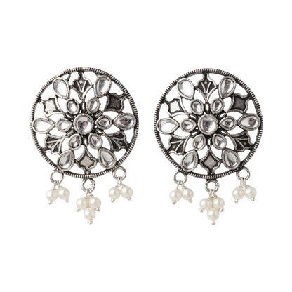 Glass drops Dangler Earrings (White)