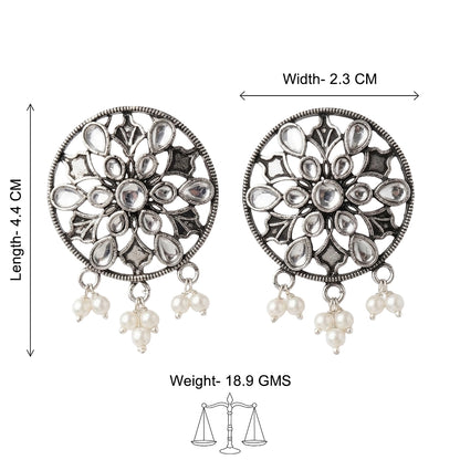 Glass drops Dangler Earrings (White)