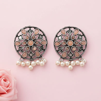 Glass drops Dangler Earrings (Light Orange)