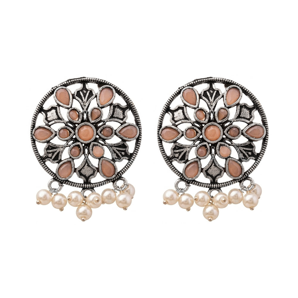Glass drops Dangler Earrings (Light Orange)
