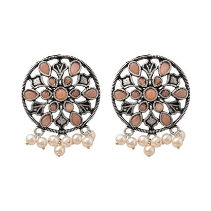 Glass drops Dangler Earrings (Light Orange)