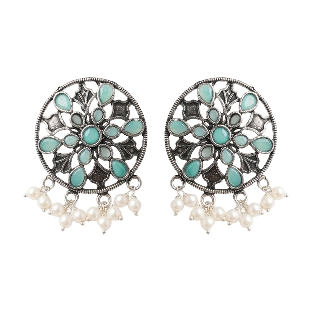 Glass drops Dangler Earrings (Mint)
