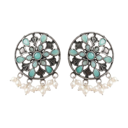 Glass drops Dangler Earrings (Mint)